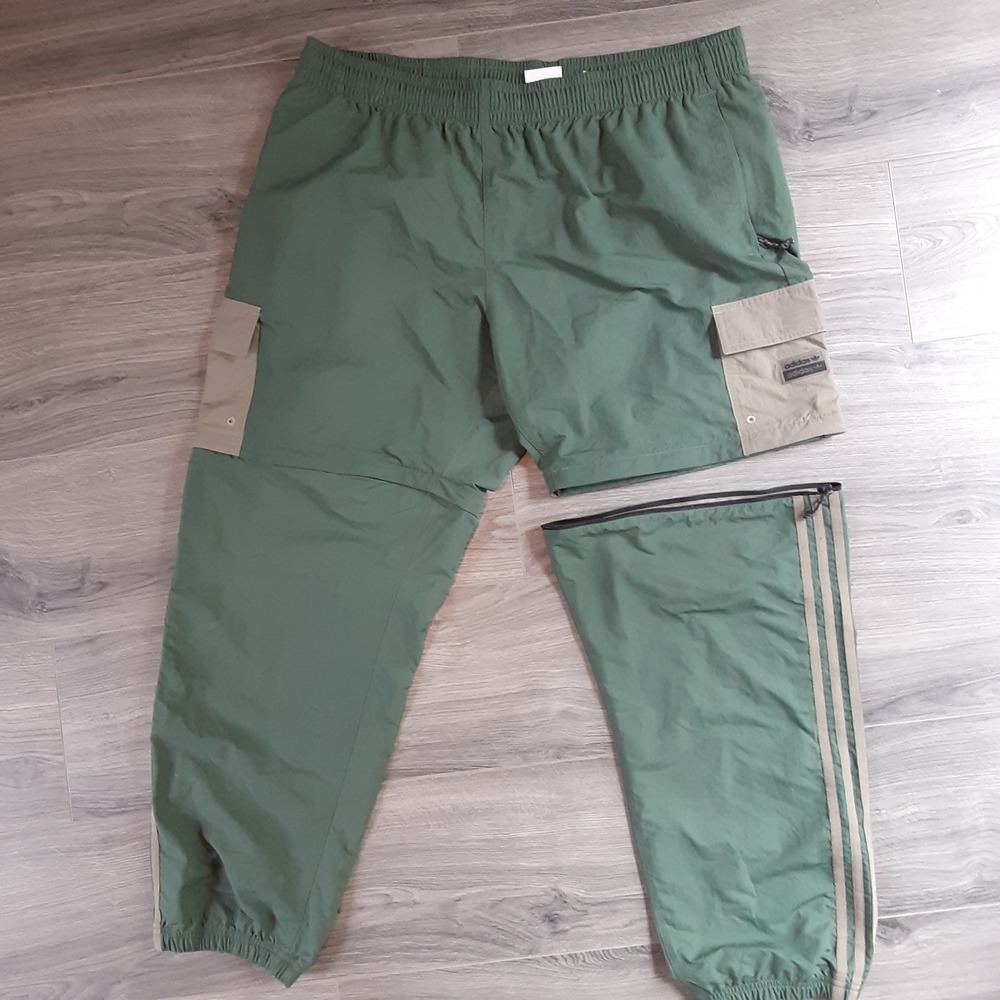 Adidas Originals Mens Convertible Cargo Track Pants Sage Green Zip Off XL - Picture 3 of 15